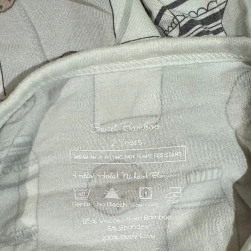 Sweet Bamboo Pajamas Milk And Cookies Grey Size 2 Years
